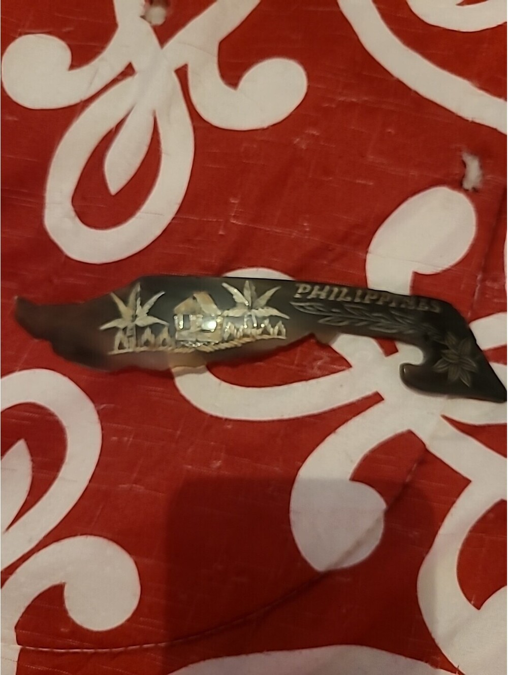 Philippines Carved Letter Opener Vintage Souvenir Island Scene Tribal VGC